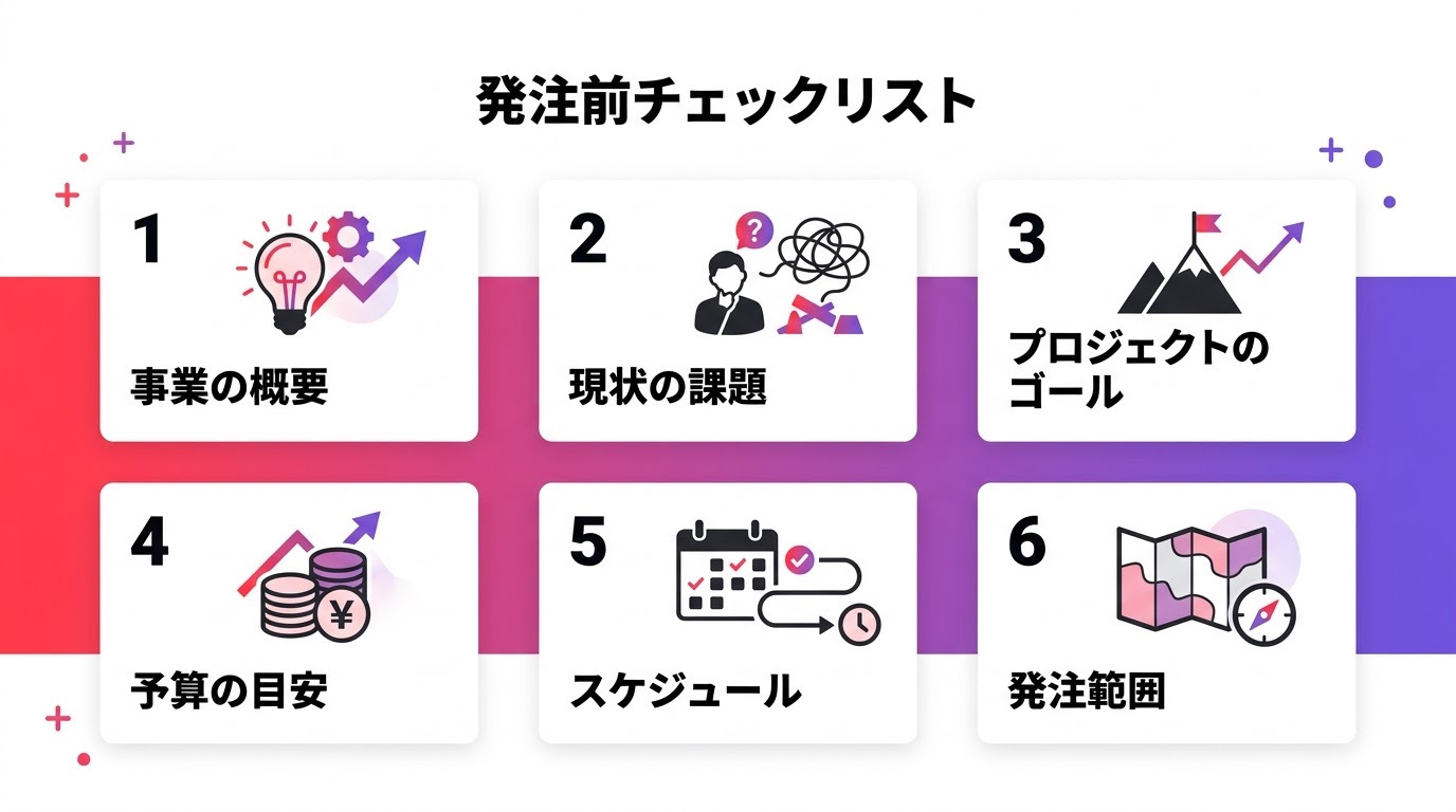 依頼前に整理しておくべき項目